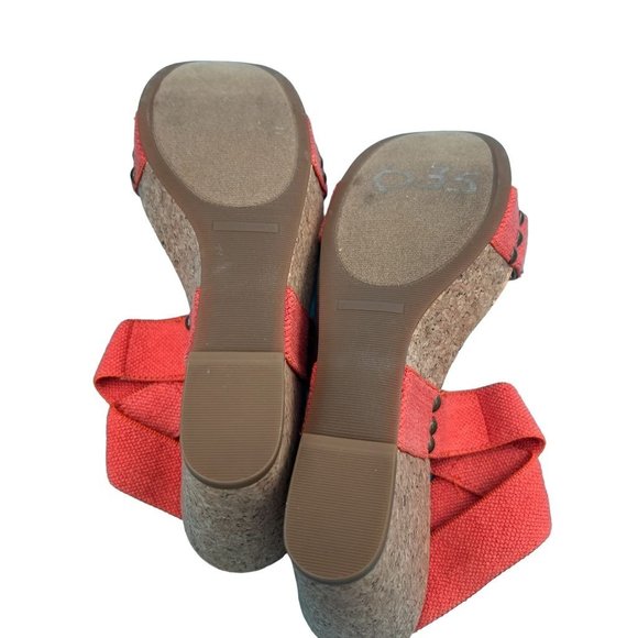 Lucky Brand Maxyne Shoes cork Wedges Orange Ankle strap size 7 NWOT - Picture 9 of 9